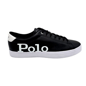Polo Ralph Lauren Longwood Black & White Leather Logo Casual Sneakers Men's 12